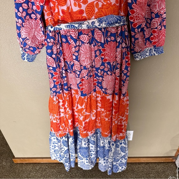 NWT Boden | Alba Tiered Firecracker Gardenia Swirl Cotton Maxi Dress Sz 20-22R - Picture 9 of 11